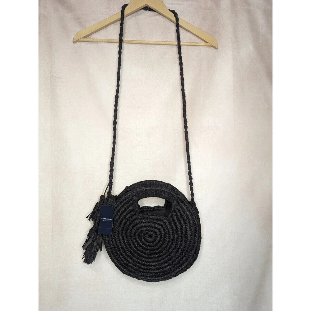 NWT Lucky Brand Black Woven Crossbody Bag - Picture 2 of 11